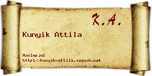 Kunyik Attila névjegykártya